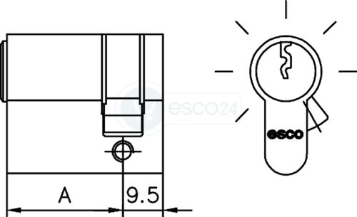 PROFIL-HALBZYLINDER - ESCO 40MM, 3 SCHLÜSSEL, GLEICHSCHLIESS.