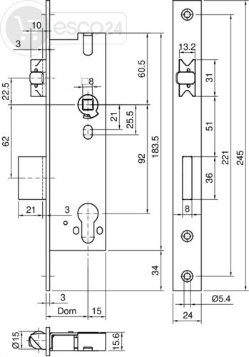 FR-Schloss esco 1442 D40 F3x24x245,F&R+3,L