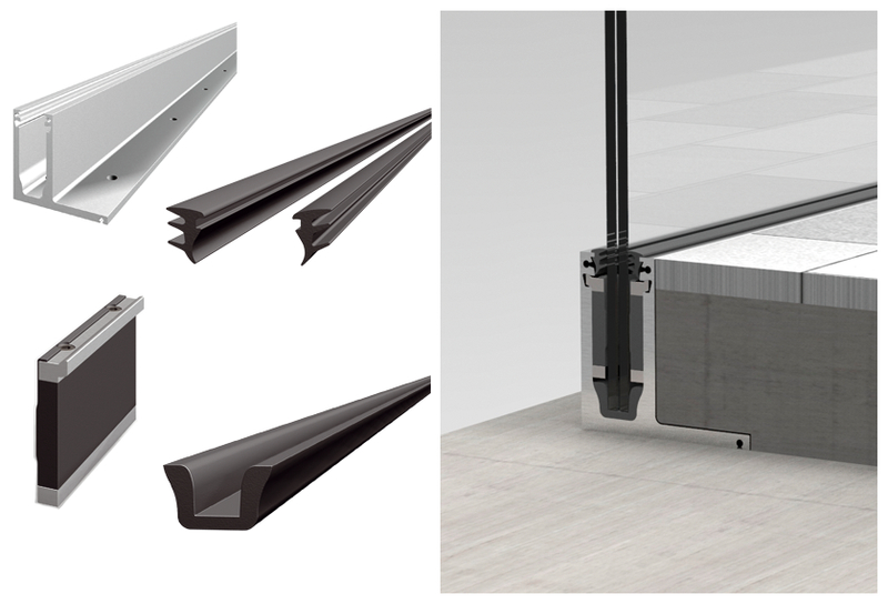 Schiebetürdichtung, Schweizerprofil, Aluminiumprofil, Schiene, Glasboxen