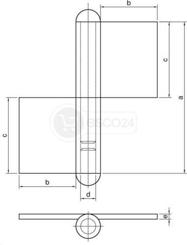 KONSTRUKTIONSBAND KO4 2TLG.,M.LOSEM STIFT,200X16X5MM,ST.BLANK