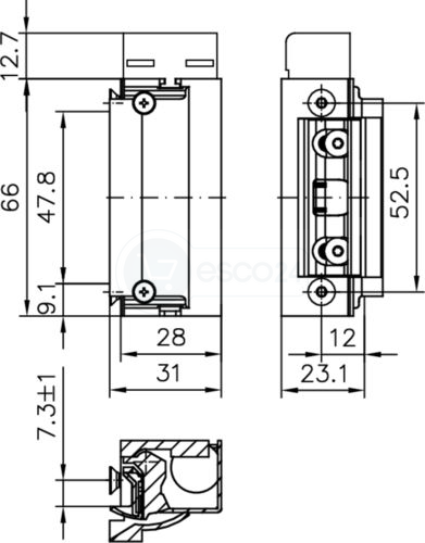 Sicherheits-Türöffner Mod. 143 12-24V AC/DC eE, o. RmK, L/R