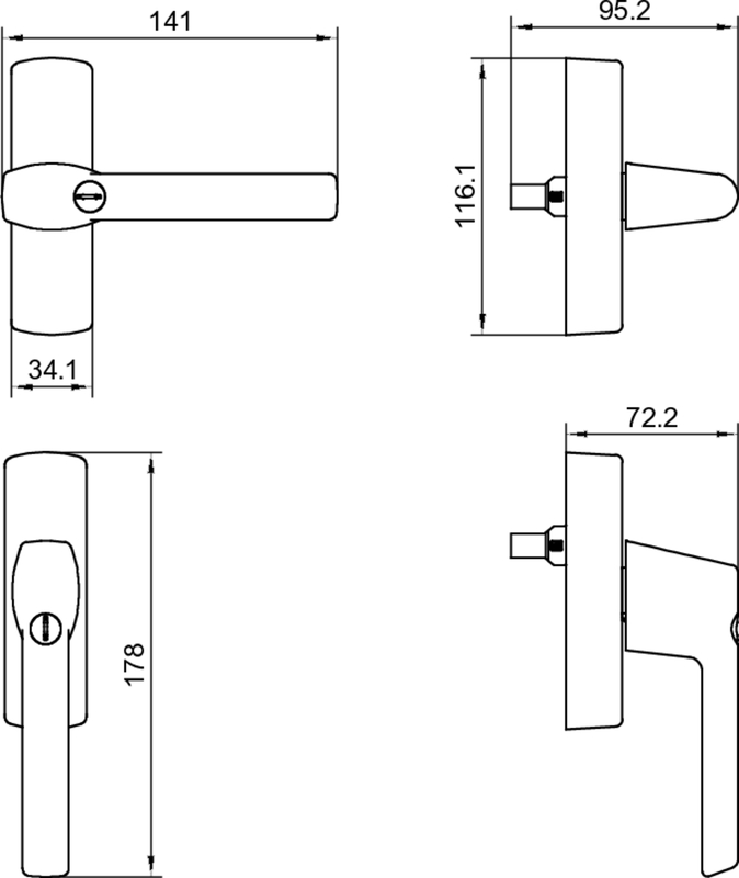 Türgriff, Hebel, zylindrischer Knopf, Schlüsselloch, Metallgriff