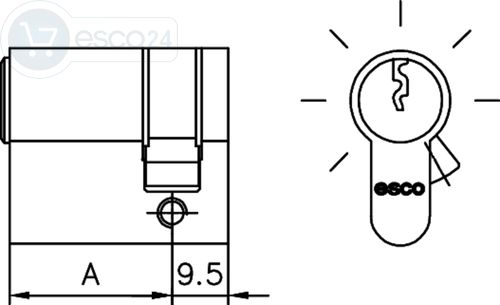 PROFIL-HALBZYLINDER - ESCO 55MM, 3 SCHLÜSSEL, VERSCHIEDENSCHLIESS.