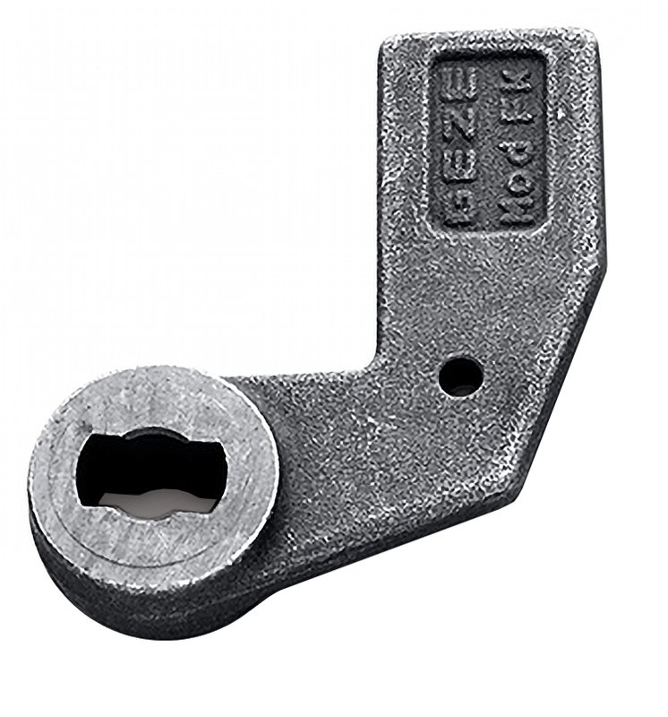 Metallteil, grau, Eckverbinder, runder Bohrung, bearbeitete Nut