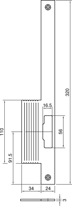 Türband, Metallband, schlossbares Scharnier, flache Platte, Abmessungen 320mm