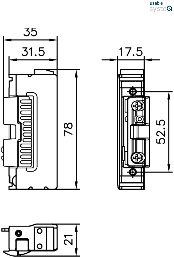 elektrischer Bauteil, Verbindungsstück, DIN-Schiene, Abmessungen, Anschlussblock