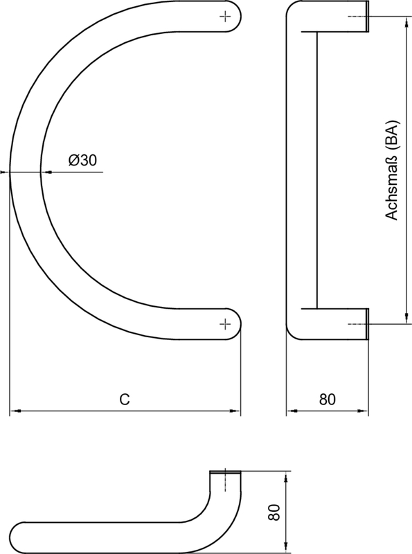tubing, griff, U-förmig, C-förmig, dimensionen
