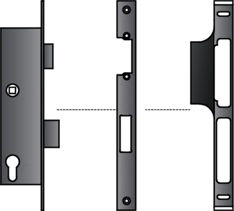 Türschloss, Sicherheitsschloss, Türverschluss, Beschlag, Montageplatte