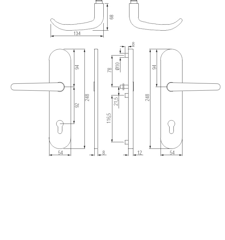Türdriegel, Türknopf, Türdrücker, Griff, Schloss