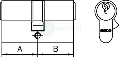 Profilzylinder esco,Bohrsch. u. Gef-Fkt. 31/40, MMV,ohne Schl., gleichschließend