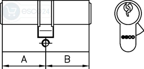 Profilzylinder esco,Bohrsch. u. Gef-Fkt. 31/60, MMV, 3 Schl., verschiedenschl.