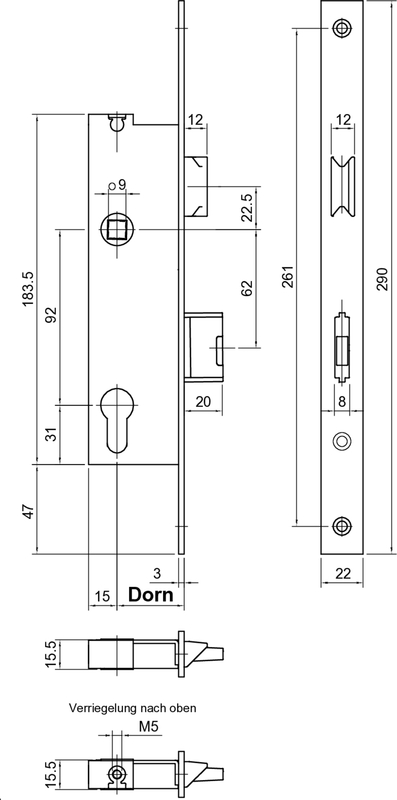 FT-Schloss systeQ-S-ESC-1 6667 Fkt.E D35 F3x22x290 DIN L/R WS00 Schaubild, Schaubild,