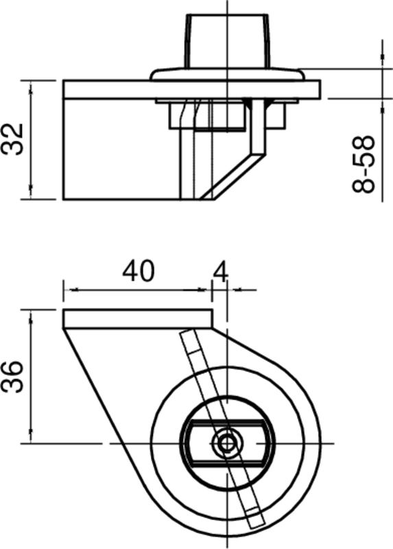 furniture caster, swivel caster, wheel, metal pin, mounting plate