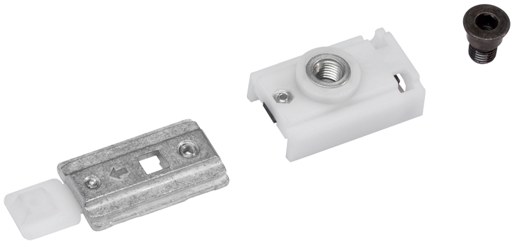 gate latch, metal latch, screw nut, plastic bracket, adjustable fastener