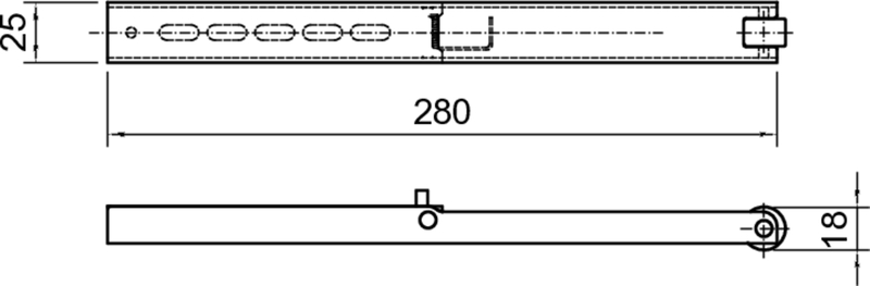 Widerstandshalter, LED-Streifen, Aluminiumgehäuse, Abmessungen 280mm, Löcherungspattern