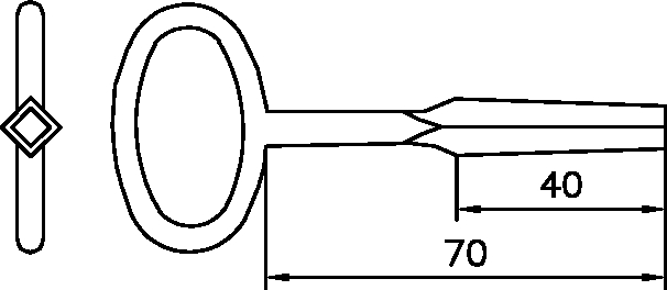 Schlüssel, Schlüsselanhänger, Metall, Silber, Kernlänge