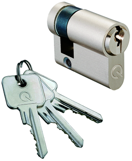 Zylinderschloss, Kavitätenverschluss, Edelstahlschloss, Schlüsseldrehung, versilbertes Schloss