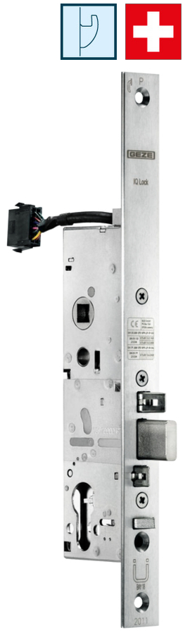 Türschloss, Einsteckschloss, Edelstahl-Stulp, elektrischer Türöffner, Schweizer Schloss