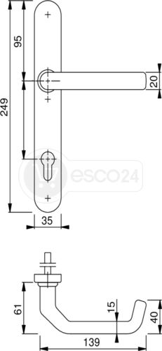 HOPPE Türdrücker außen Langschild E1313G/3357N VK=8mm, Edelstahl matt (F69)