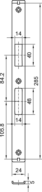 Türdrücker?, Metallplatte?, Abmessungen 84,2x??, rechteckige Platte, Lochmuster