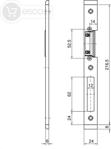 Schließblech für EÖ m AT Stück U6x24x216mm m Endstücke Edelst DIN L