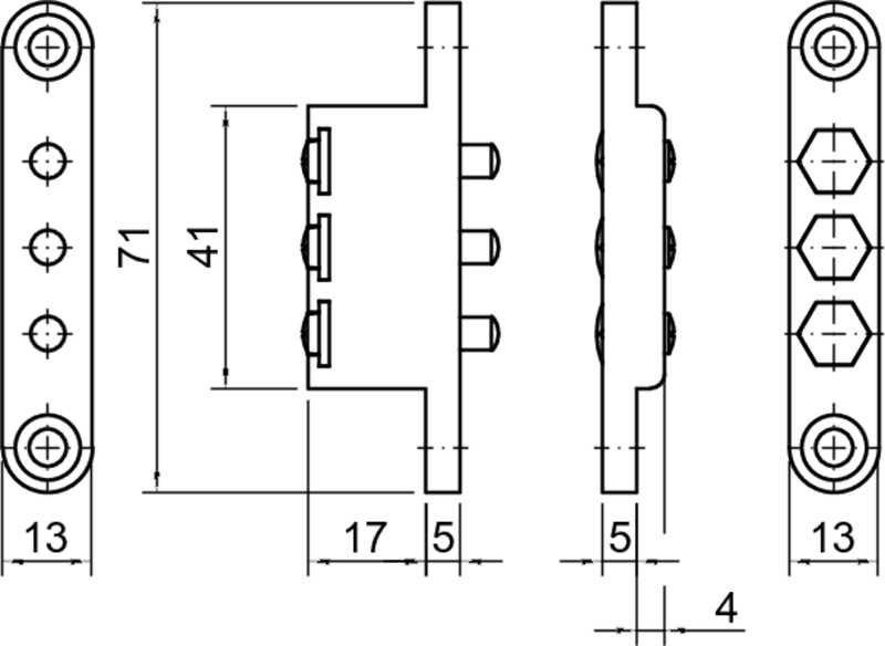mechanischer Anschlusselement, Klemmenblock, Montageplatte, Schraubklemmen, Rechteckige Ausführung