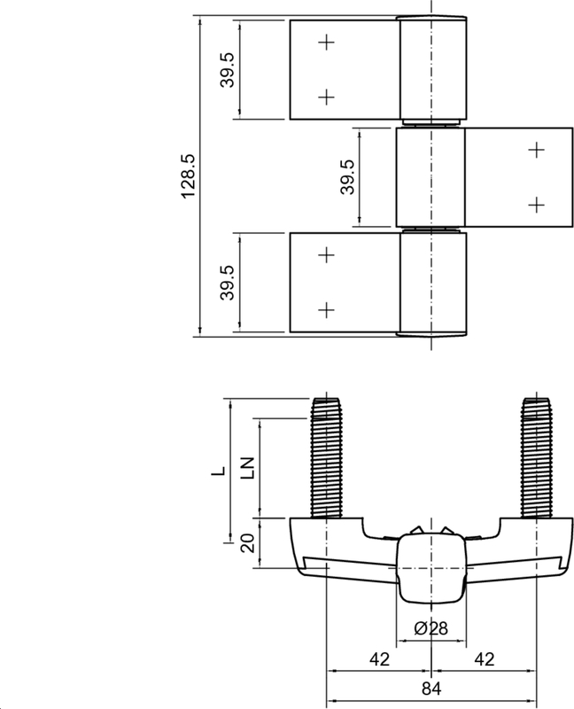 TB60AT 3tlg.+Ankerschraub.58mm BA 84mm, DP 20mm, EV1 Schaubild, Schaubild,