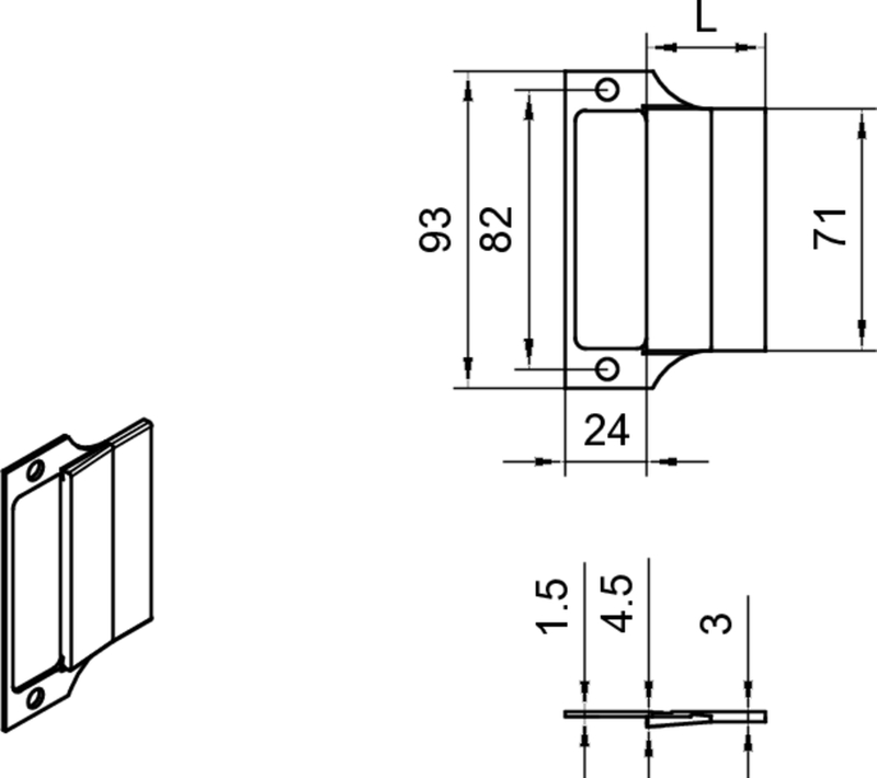 ISO-Platte Gutmann GWD080 OV  Lappen 18mm F3x24x93mm DIN L/R Zaun,