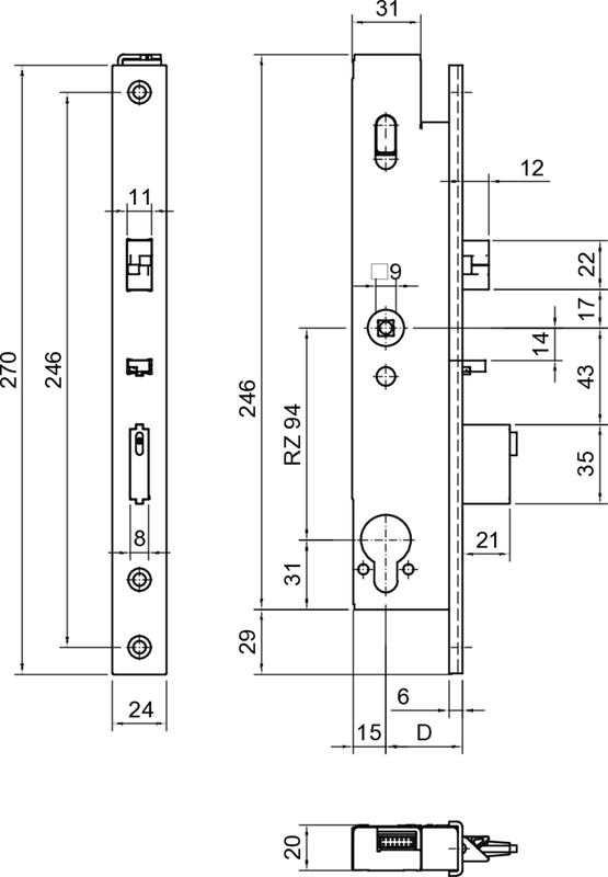 Türschloss, Schloss, Material Metall, Körper Maße, Elektronikverschluss