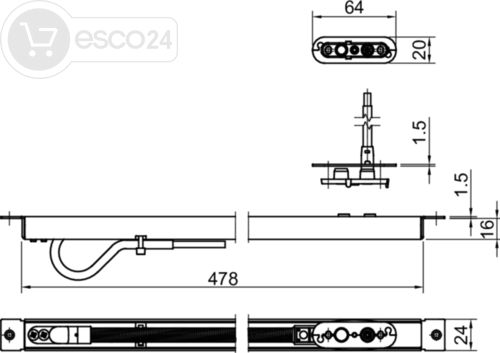 Kabelübergang lösbar M 1291  8-polig l=337 m.Aufnahmekasten