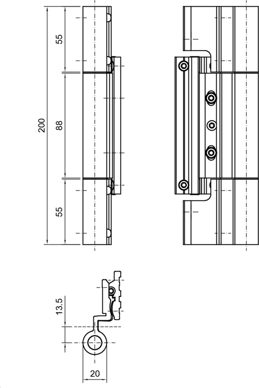 Dr.Hahn Rollenband AT 3-tlg. ew/aw Heroal D72, flächenbündig, EV1 CAD-Diagramm, Diagramm, CAD-Diagramm, Diagramm,