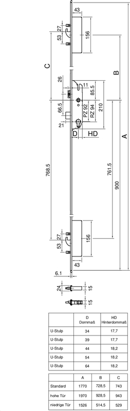 MFV systeQ-M-B2H D34 U6x24x1770,L/R VK8 Schaubild, Diagramm, Plan, Handlung,