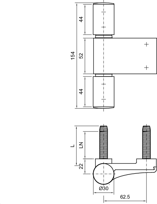 Fittings, Scharnier, Bolzen, verstellbar, Metall