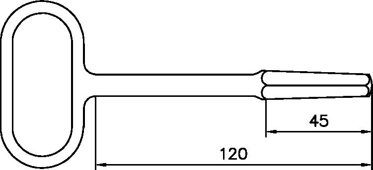 Türgriff, Griffstange, elliptischer Griff,  anodisiertes Metall, flaches Profil
