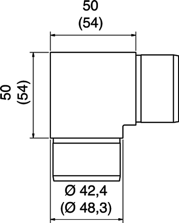L-winkel, Messing, Ø42,4, Ø48,3, Klemmring