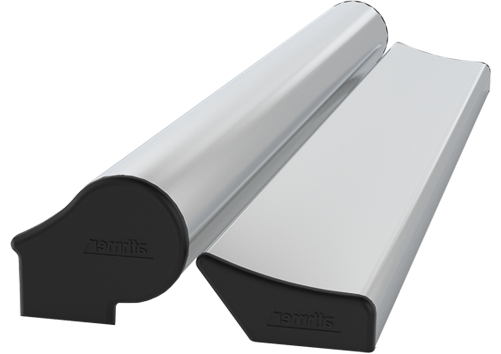 Schiestable, Trittleiste, Schubkastenbegrenzung, Aluminium, Gummiende