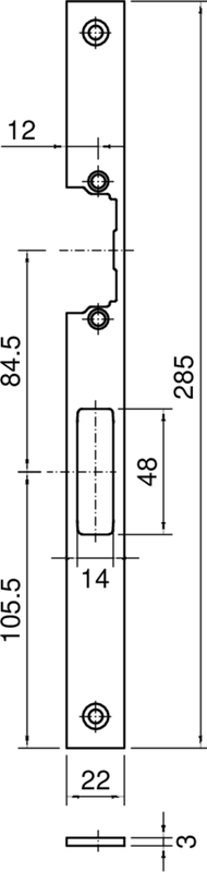 Schließblech systeQ-S-ESC-1 P788 für 118 Profix2 F3x22x285 DIN L (WS)