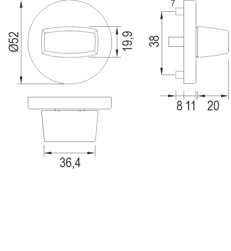 knopf, hardware, zylinder, maßzeichnung, abmessungen
