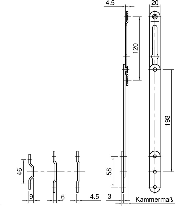 Schlossbleistift?,  Türbeschlag?, Lauf-Plate, Rahmenhalter, Bauplan-Detail