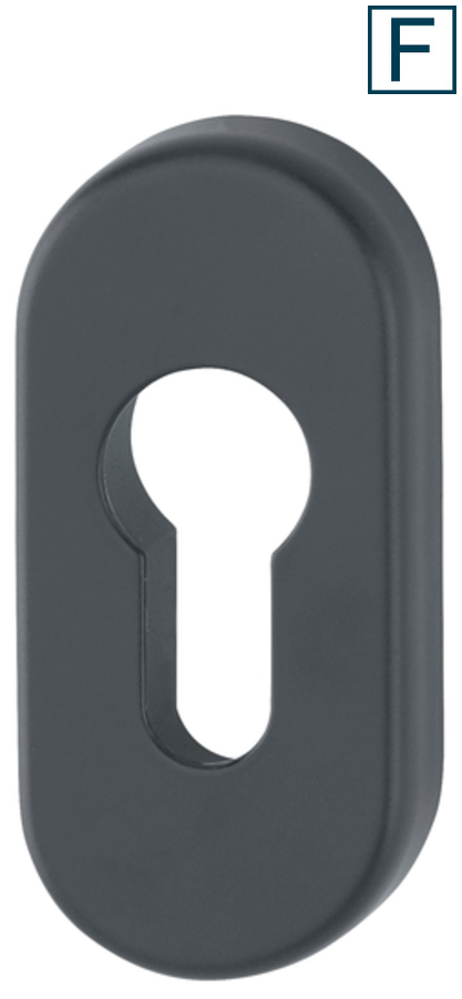 HOPPE Clip-Schlüsselrosette FS-55S h=8mm, oval, PZ, Alu schwarz matt (F9714M)