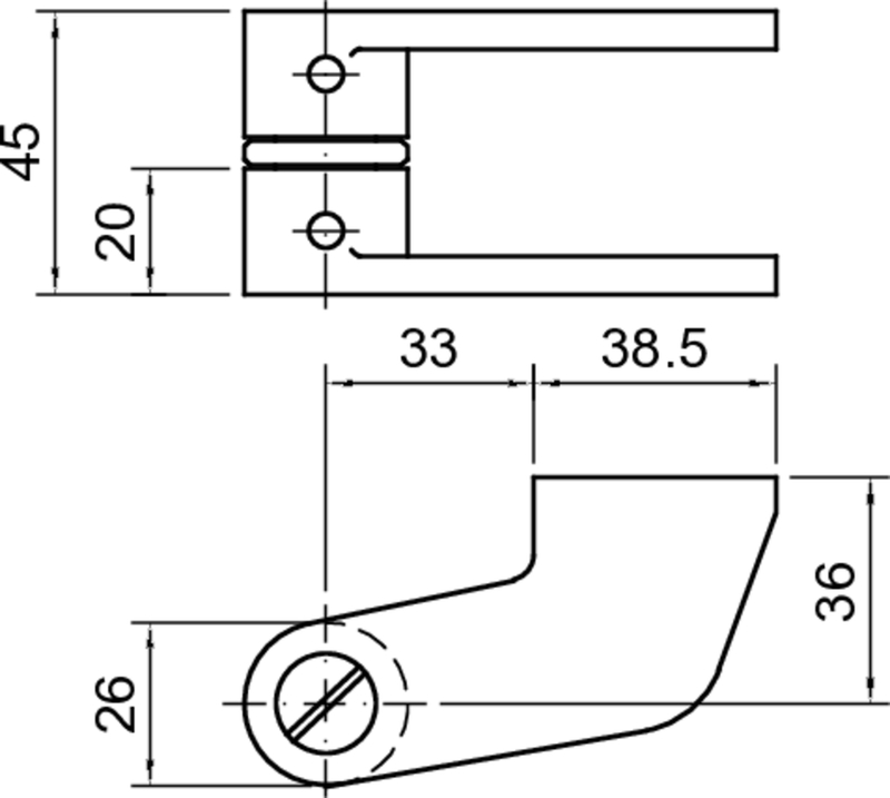 Armature, Claw, Bracket, Drill hole, Dimensioned