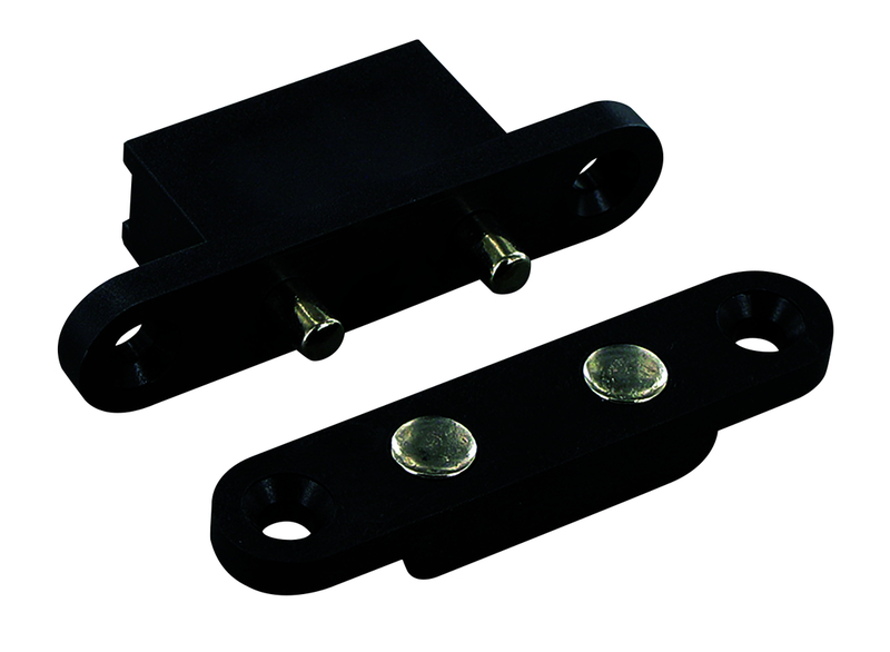 Magnethalter, Magnetische Verriegelung, Zweiteiliges Set, schwarzes Plastik, Metallstifte