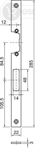 Schließblech systeQ-S-ESC-1 P788 für 118 Profix2 F3x22x285 DIN L (WS)