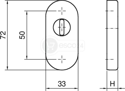 HOPPE Schutzrosette E55S-SR-ZA h=11mm, oval, PZ, Edelstahl matt (F69)