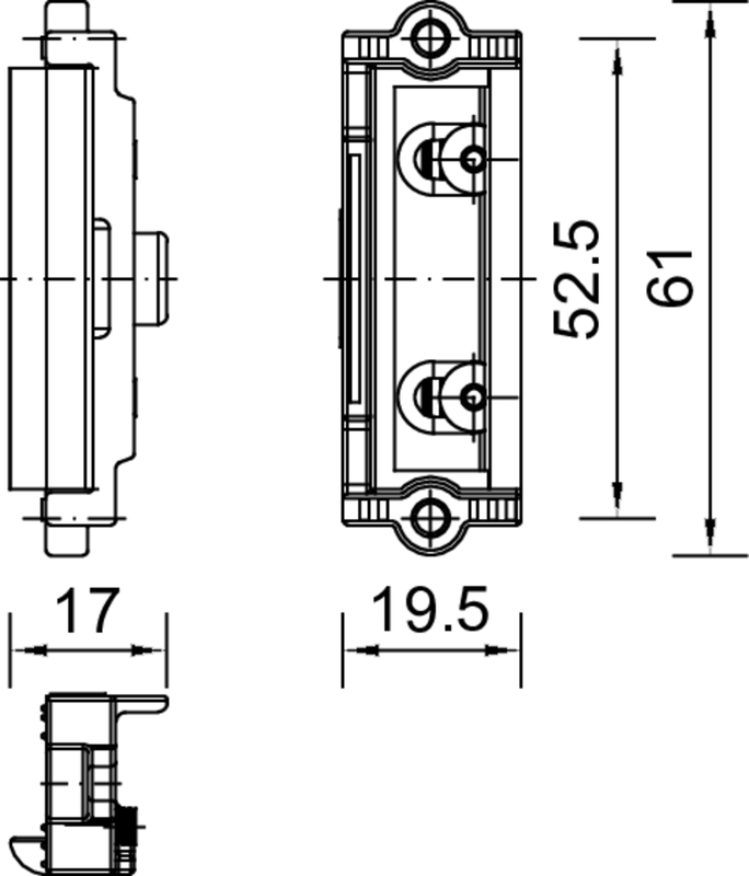 mechanical part, electromechanical device, rail mount, gehäuse, abmessungen 61x19.5