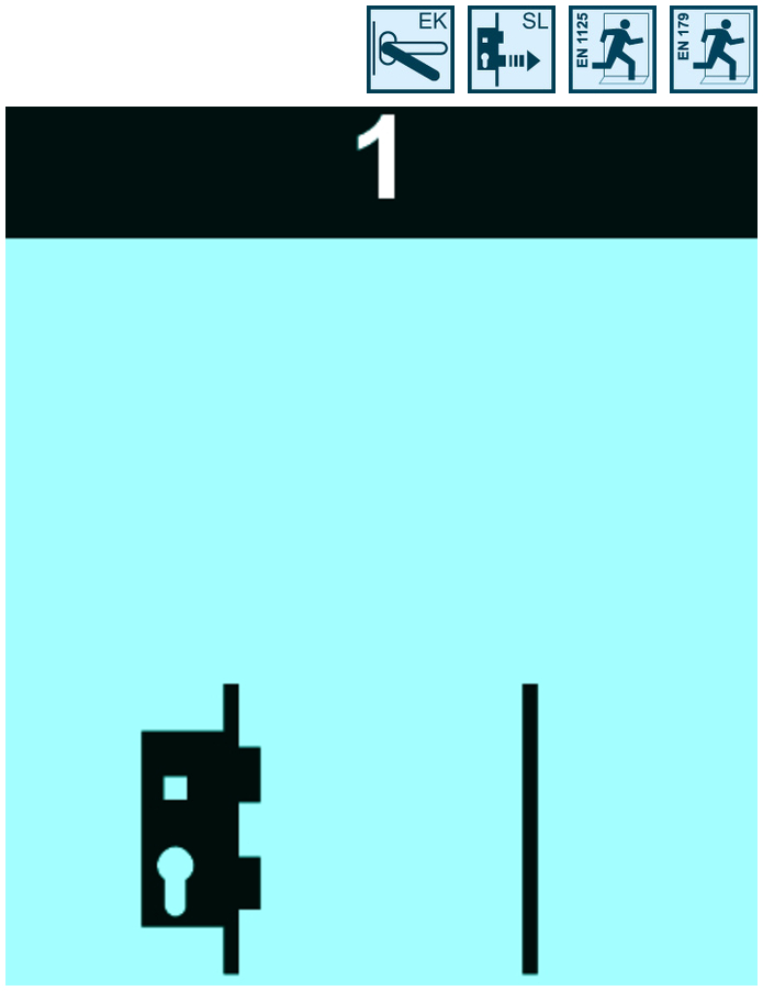 Sicherheitskennzeichnung, Hinweisaufkleber, Fahrrad-Symbol, Türsymbol, blaues Farbfeld