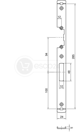 Schließblech systeQ-M für TÖ 118Profix2 U5x24x285, L