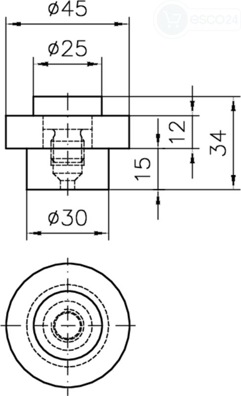 Türpuffer 3881 45mm Durchmesser Edelstahl fein matt