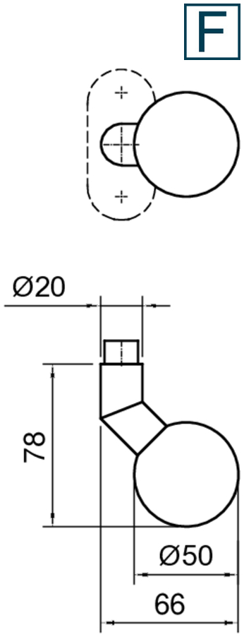 Wandtürstopper, Wandmontage, Rundpuffer, Ø50 mm, Ø20 mm