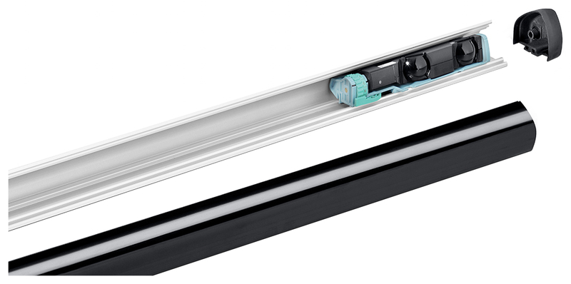 schiebetürführung, aluminium schiene, rollensystem, kastenprofil, silber schwarz